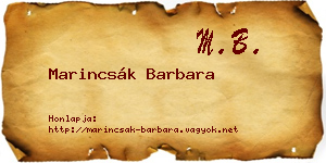 Marincsák Barbara névjegykártya